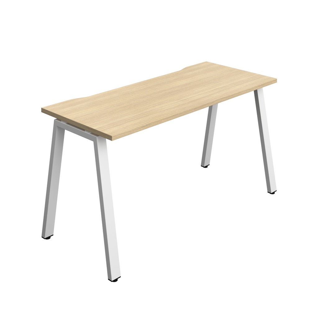 Synergy Bench With Cut Out: 1 Person (Fsc) | A-Frame Leg | 1400 X 700 | Nova Oak/White