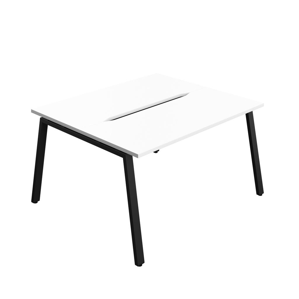 Synergy|2P Bench Desk|Cut Out|A-Frame|1400X700|White-Black