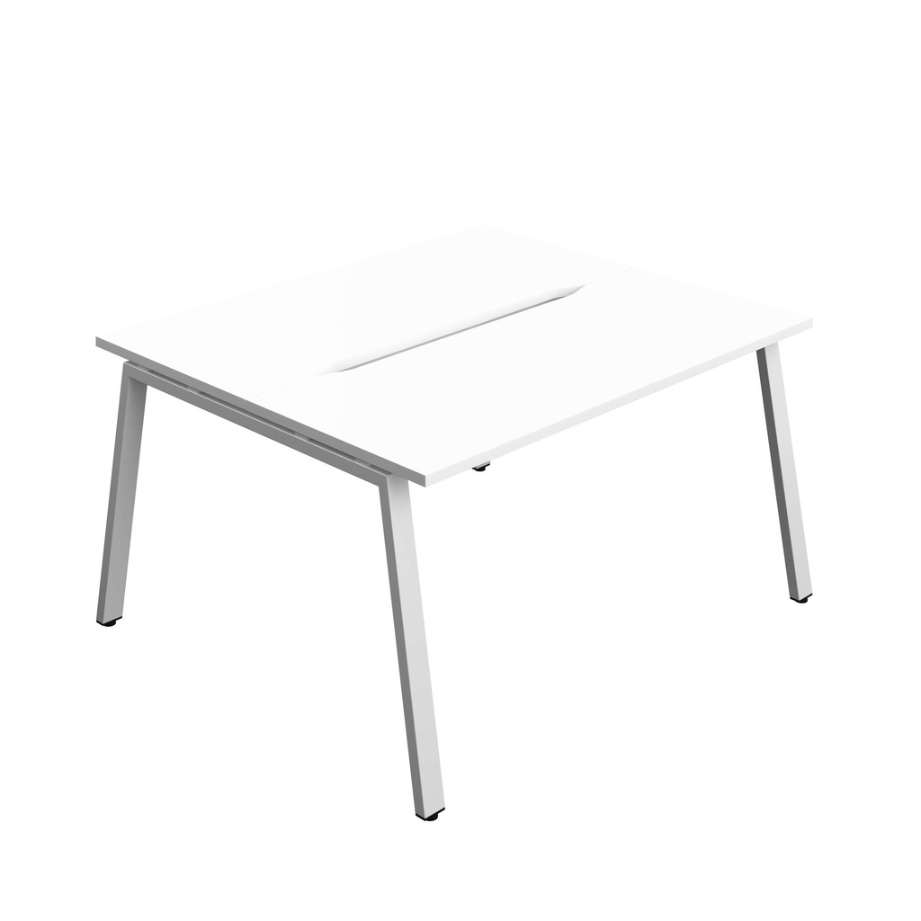 Synergy Bench With Cut Out: 2 Person (Fsc) | A-Frame Leg | 1400 X 700 | White/Silver