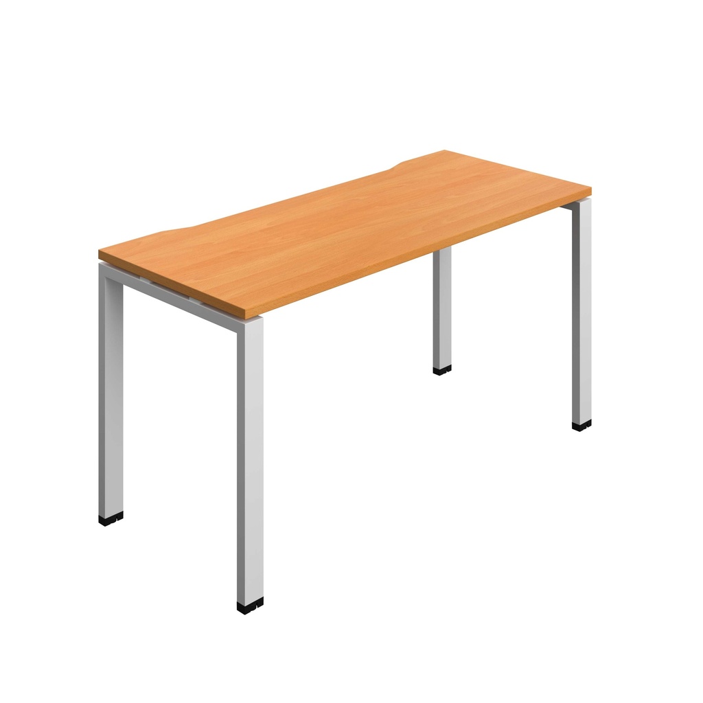 Synergy Bench With Cut Out: 1 Person (Fsc) | Goal Post Leg | 1400 X 700 | Beech/Silver