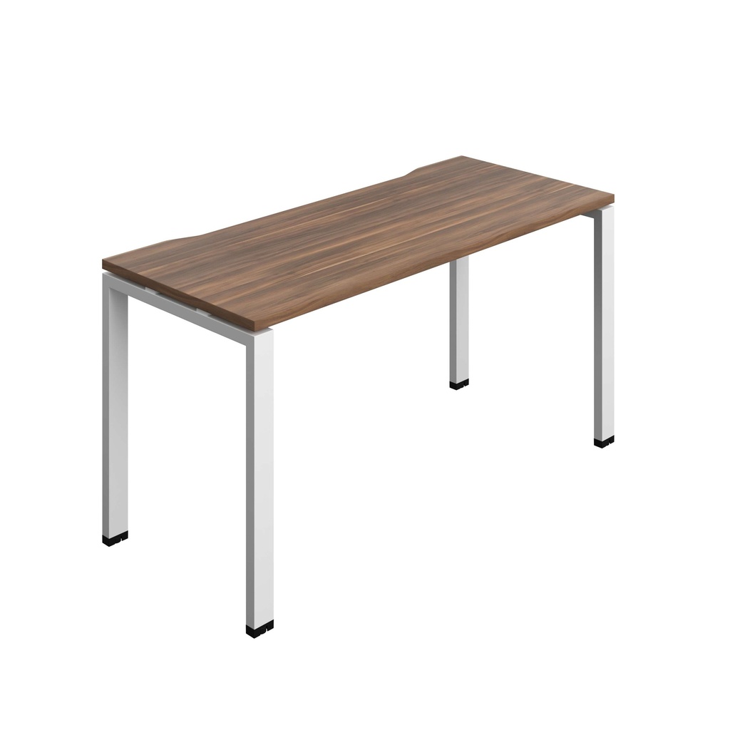 Synergy Bench With Cut Out: 1 Person (Fsc) | Goal Post Leg | 1400 X 700 | Dark Walnut/White
