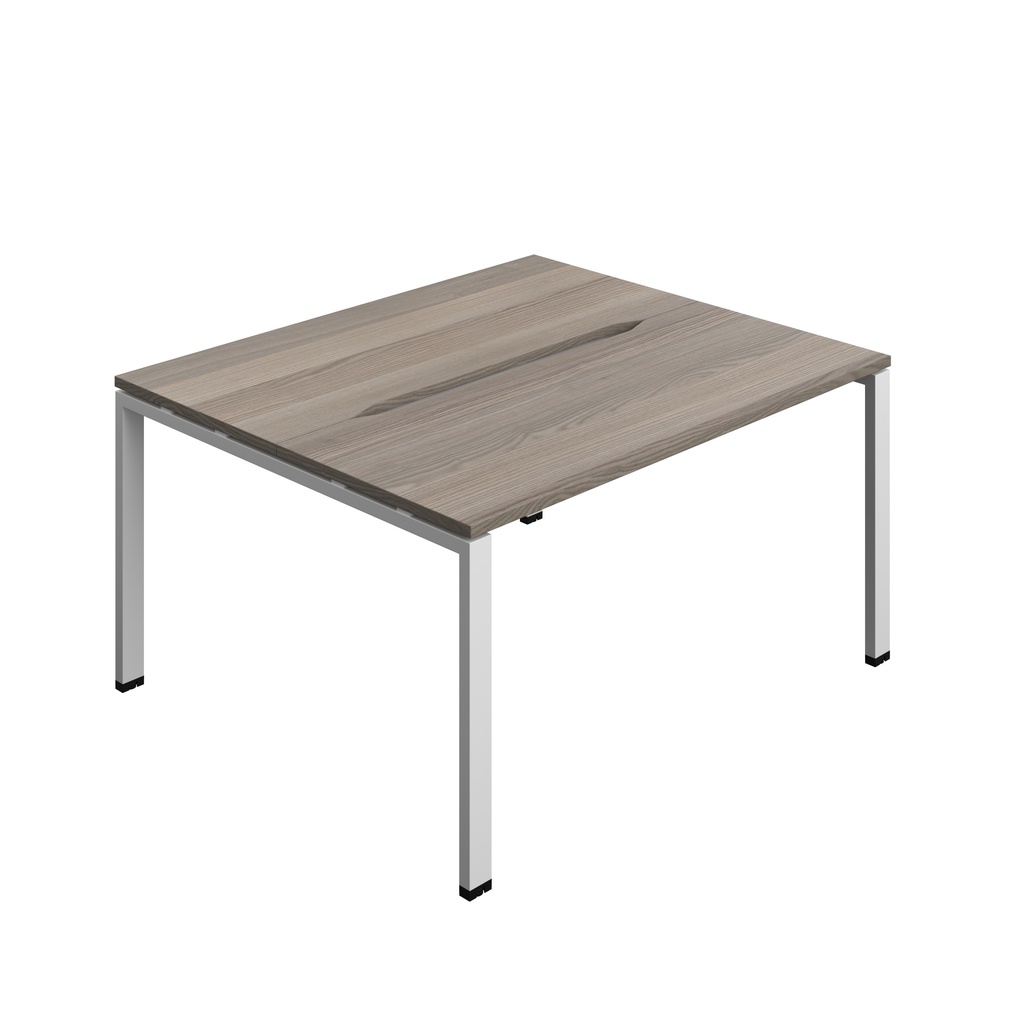 Synergy|2P Bench Desk|Cut Out|Goal Post|1400X700|Grey Oak-Silver