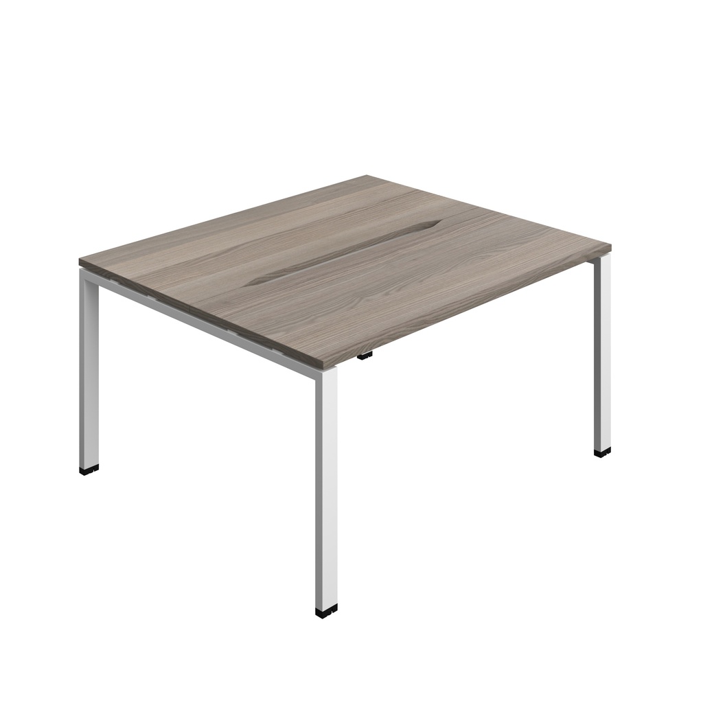 Synergy|2P Bench Desk|Cut Out|Goal Post|1400X700|Grey Oak-White