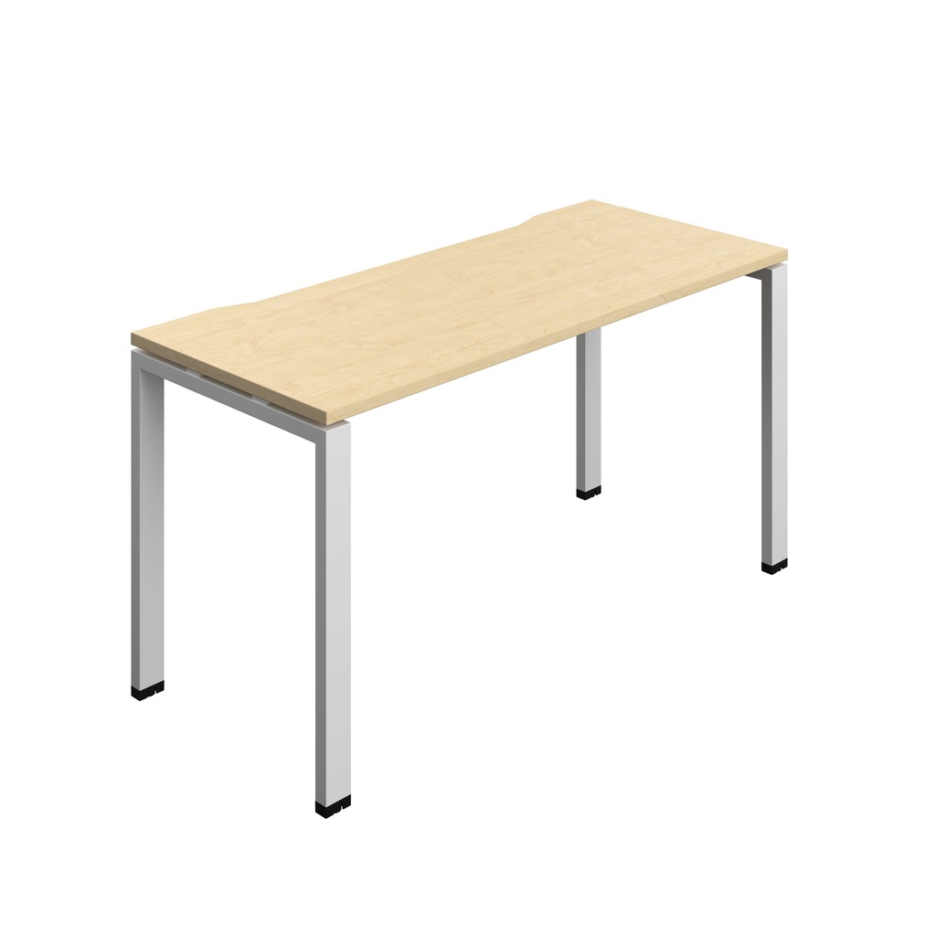 Synergy Bench With Cut Out: 1 Person (Fsc) | Goal Post Leg | 1400 X 700 | Maple/Silver