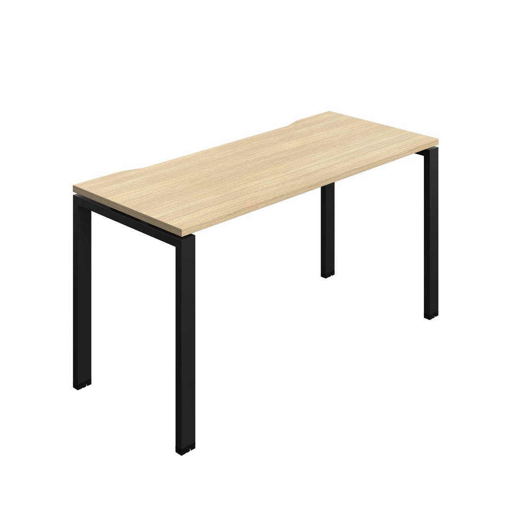 Synergy Bench With Cut Out: 1 Person (Fsc) | Goal Post Leg | 1400 X 700 | Nova Oak/Black
