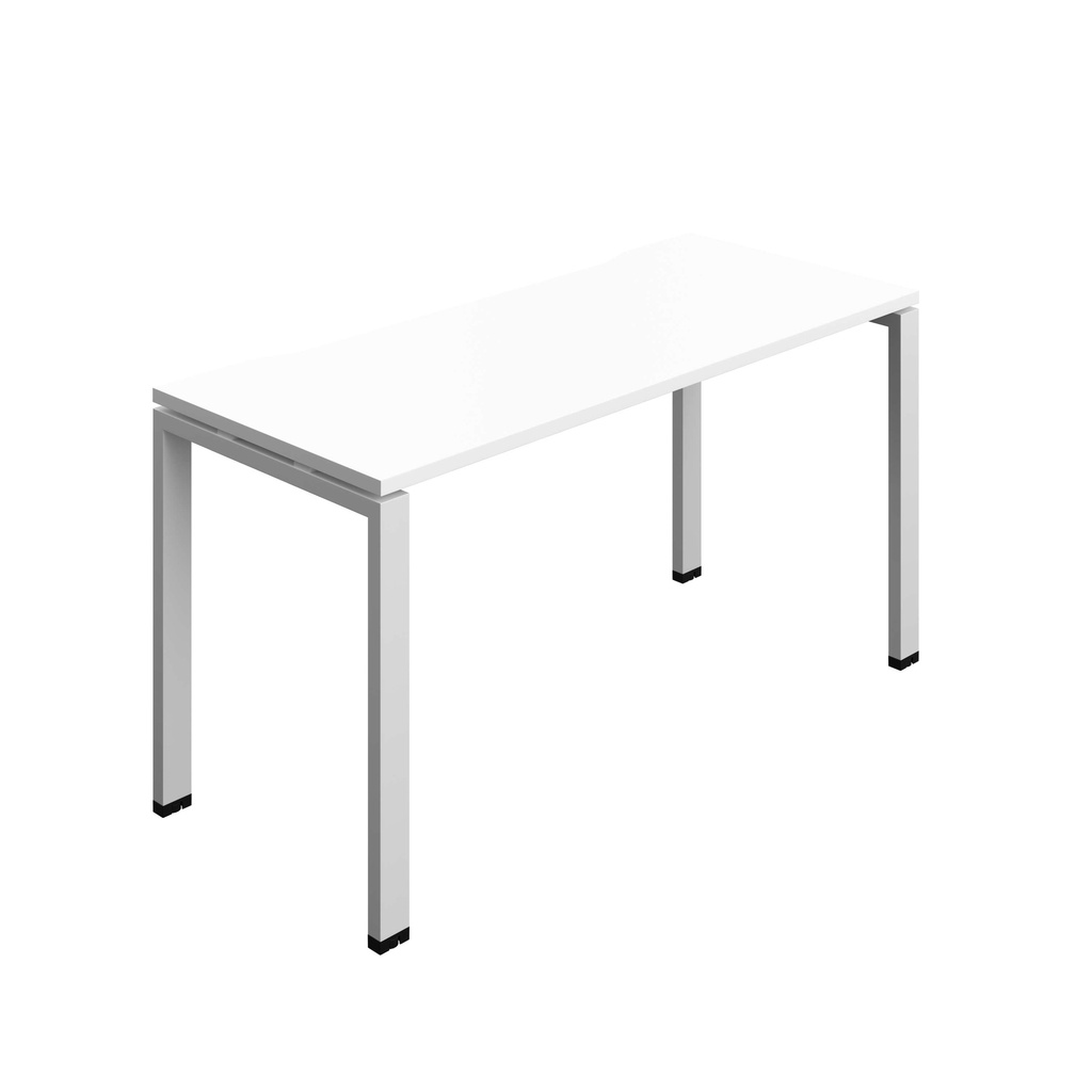 Synergy Bench With Cut Out: 1 Person (Fsc) | Goal Post Leg | 1400 X 700 | White/Silver