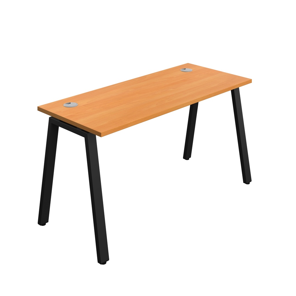 Synergy|1P Bench Desk|Cable Ports|A-Frame|1400X700|Beech-Black