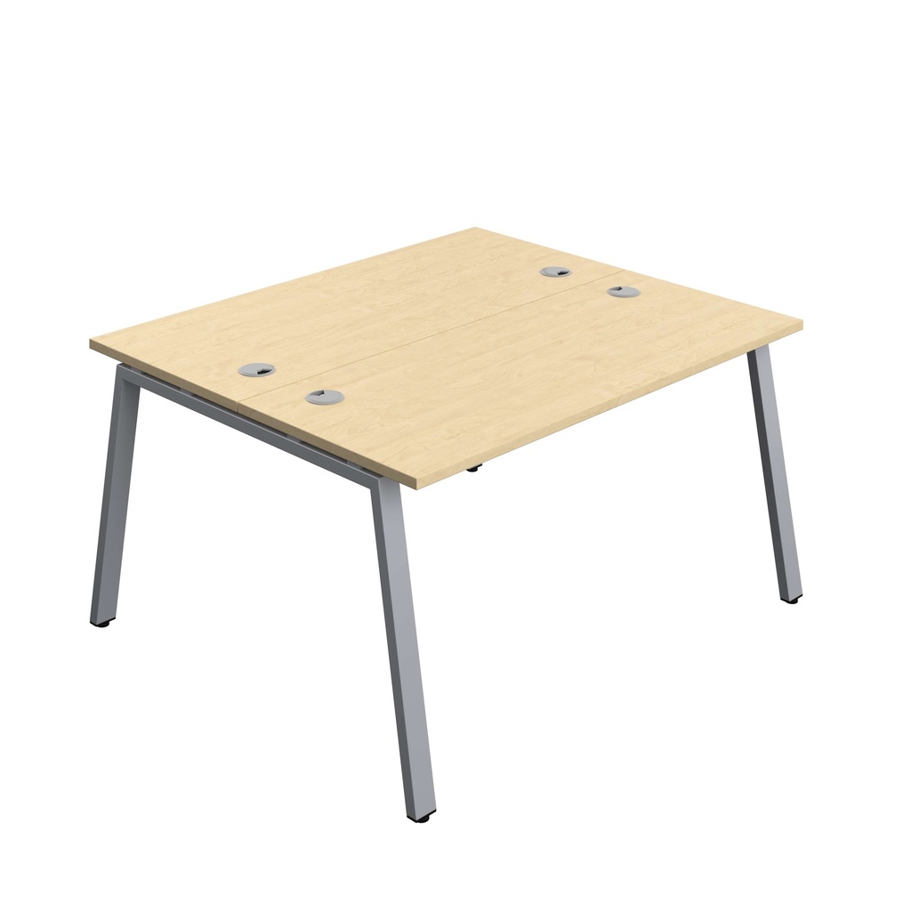 Synergy Bench With Cable Ports: 2 Person (Fsc) | A-Frame Leg | 1400 X 700 | Maple/Silver