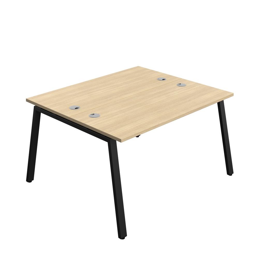 Synergy|2P Bench Desk|Cable Ports|A-Frame|1400X700|Nova Oak-Black