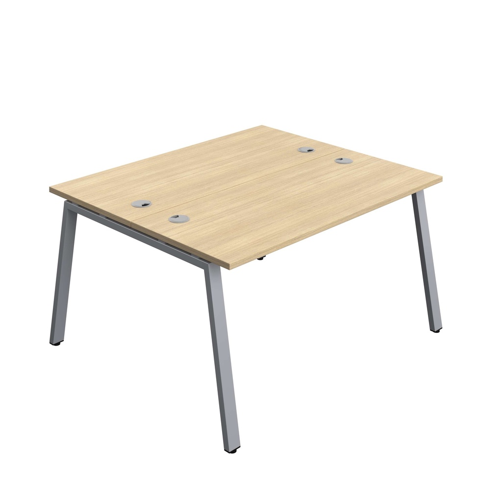 Synergy Bench With Cable Ports: 2 Person (Fsc) | A-Frame Leg | 1400 X 700 | Nova Oak/Silver