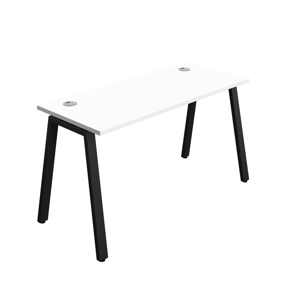 Synergy|1P Bench Desk|Cable Ports|A-Frame|1400X700|White-Black