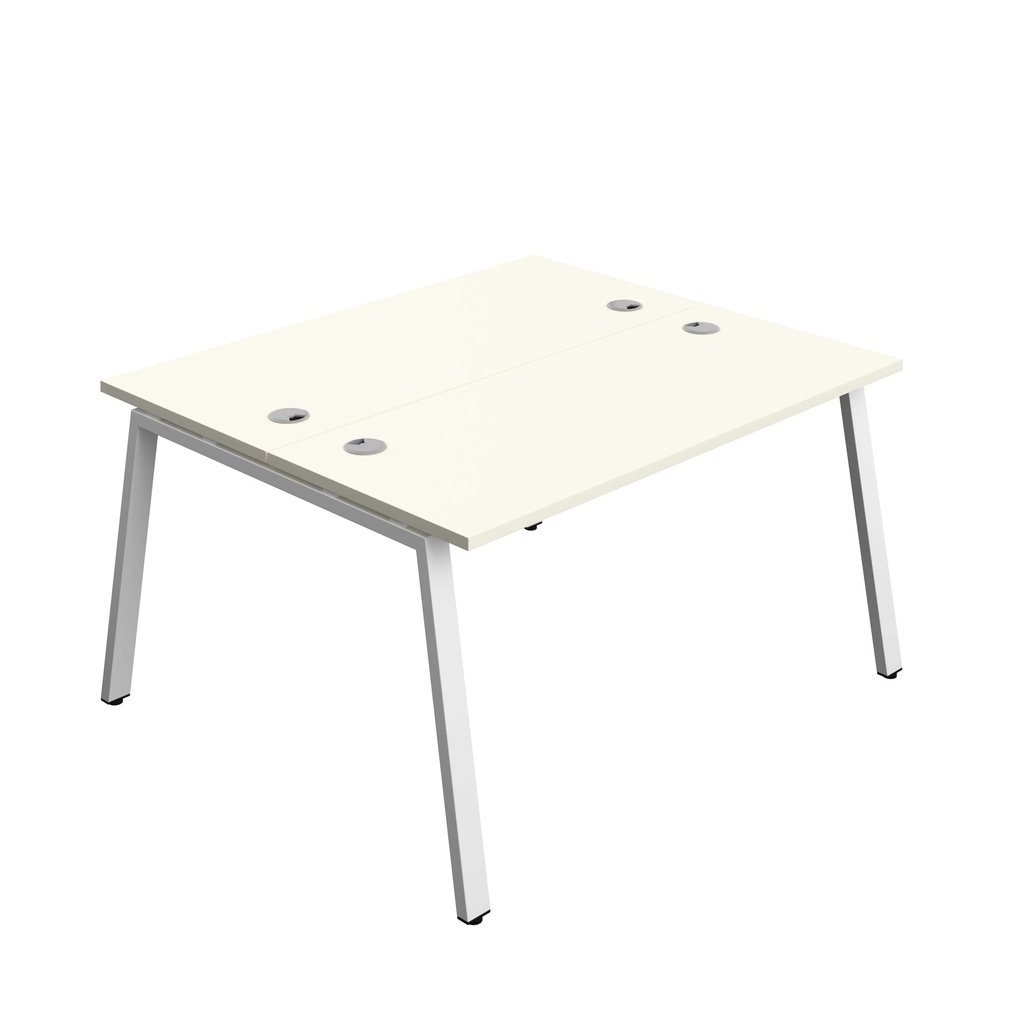 Synergy Bench With Cable Ports: 2 Person (Fsc) | A-Frame Leg | 1400 X 700 | White/White