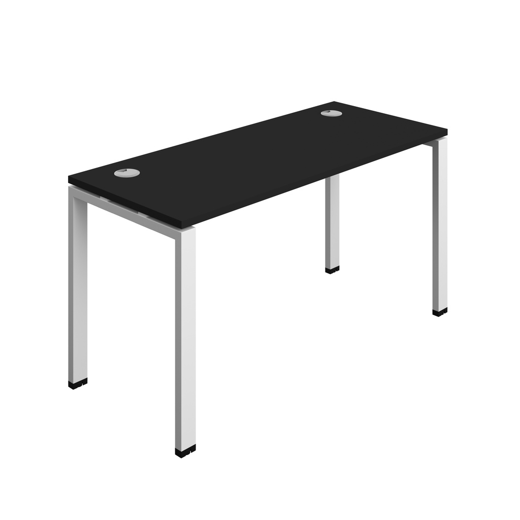 Synergy|1P Bench Desk|Cable Ports|Goal Post|1400X700|Black-White
