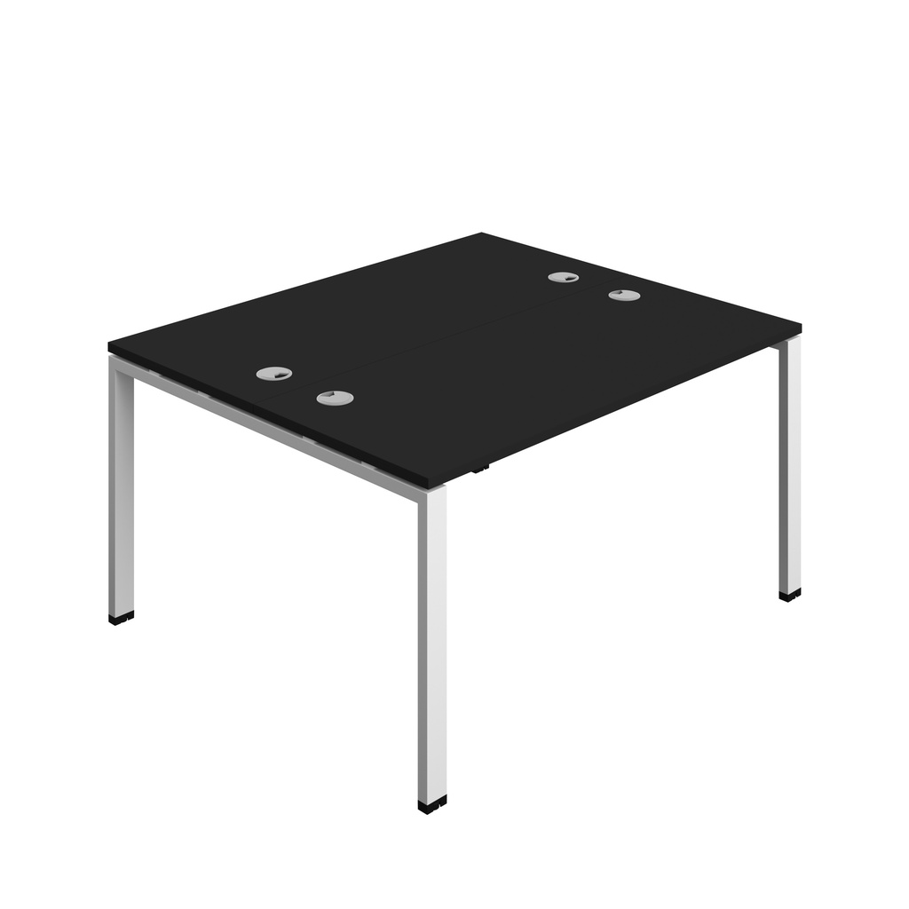 Synergy|2P Bench Desk|Cable Ports|Goal Post|1400X700|Black-White