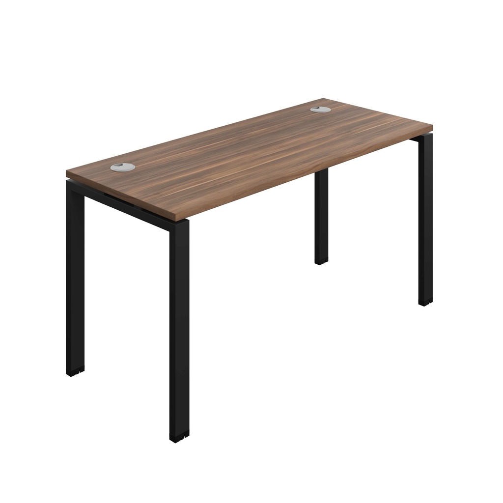 Synergy Bench With Cable Ports: 1 Person (Fsc) | Goal Post Leg | 1400 X 700 | Dark Walnut/Black