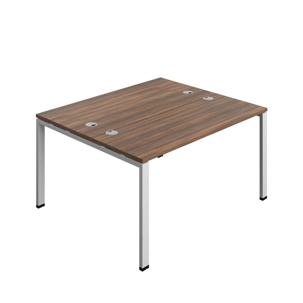 Synergy Bench With Cable Ports: 2 Person (Fsc) | Goal Post Leg | 1400 X 700 | Dark Walnut/Silver