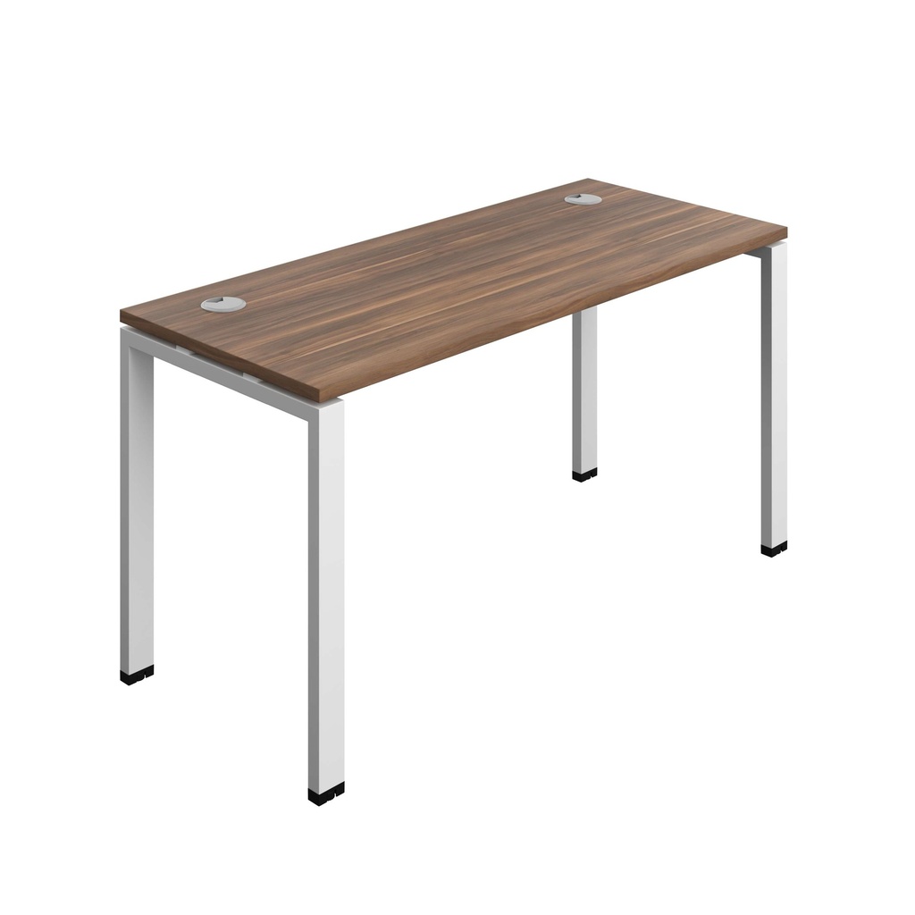 Synergy Bench With Cable Ports: 1 Person (Fsc) | Goal Post Leg | 1400 X 700 | Dark Walnut/White