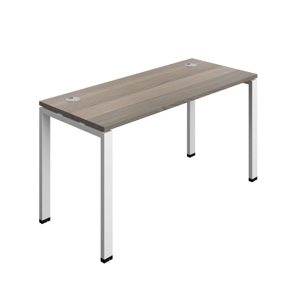 Synergy Bench With Cable Ports: 1 Person (Fsc) | Goal Post Leg | 1400 X 700 | Grey Oak/White