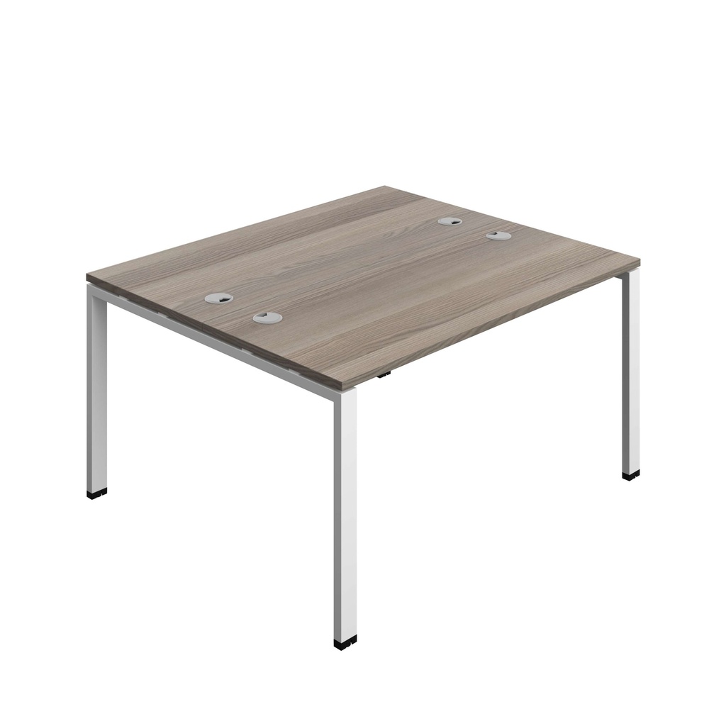 Synergy Bench With Cable Ports: 2 Person (Fsc) | Goal Post Leg | 1400 X 700 | Grey Oak/White