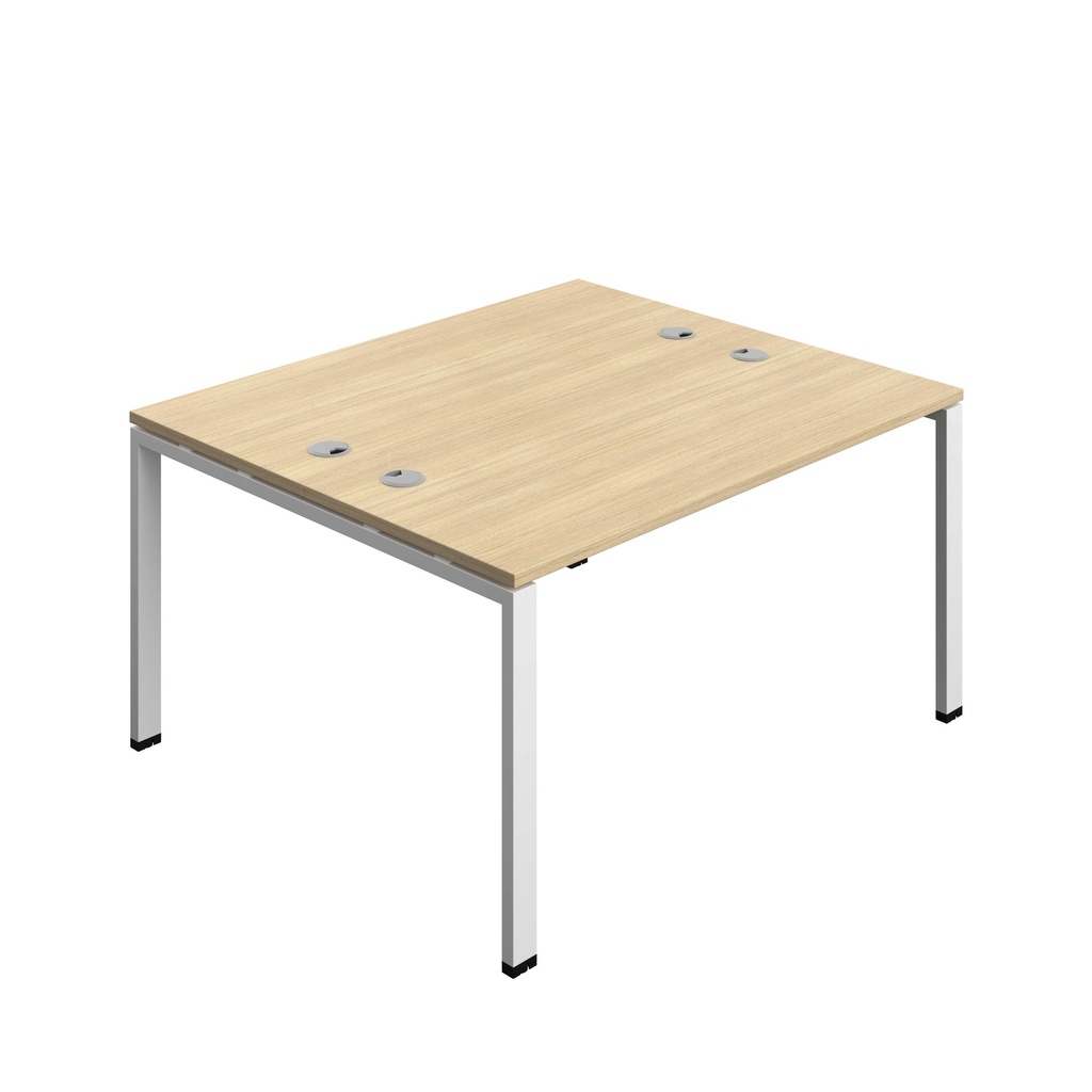 Synergy Bench With Cable Ports: 2 Person (Fsc) | Goal Post Leg | 1400 X 700 | Nova Oak/White
