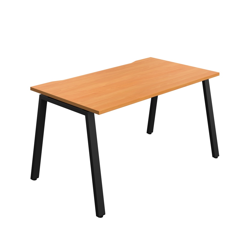 Synergy|1P Bench Desk|Cut Out|A-Frame|1400X800|Beech-Black