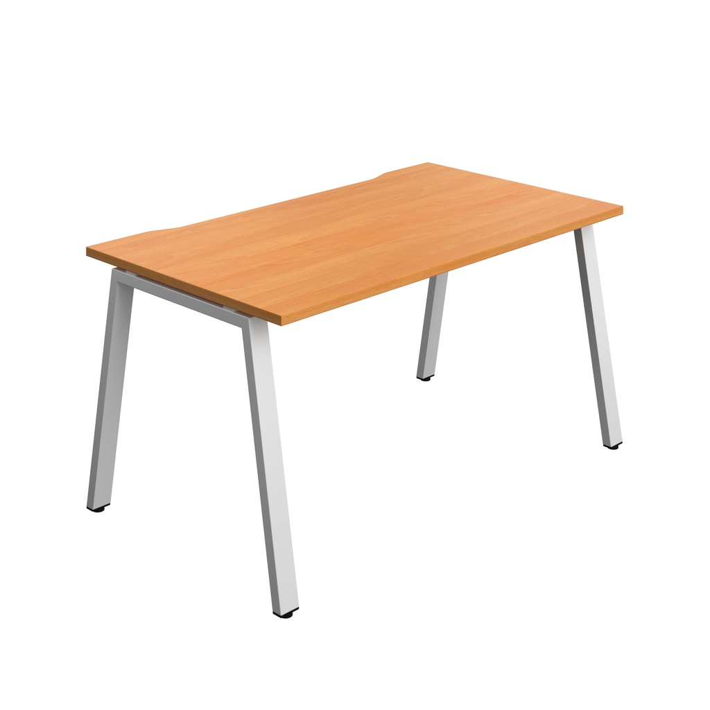 Synergy|1P Bench Desk|Cut Out|A-Frame|1400X800|Beech-Silver