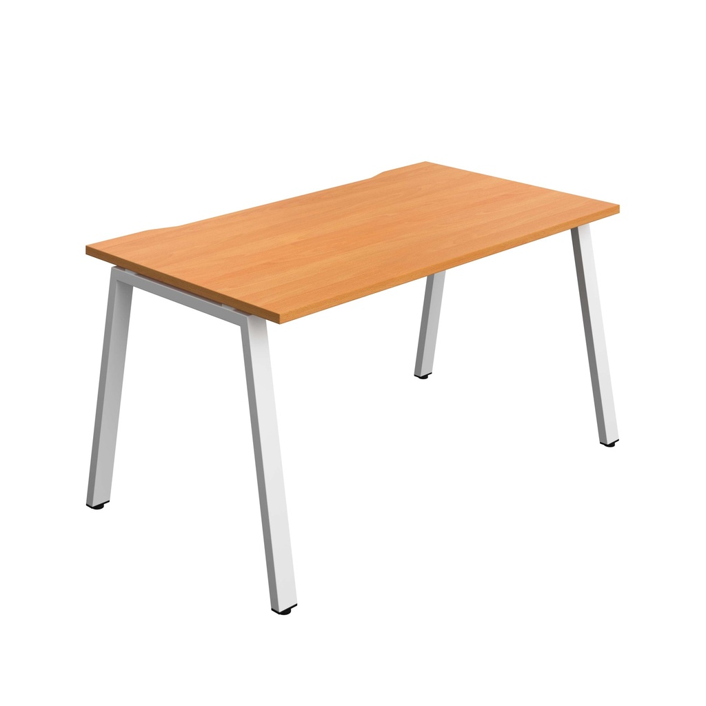 Synergy Bench With Cut Out: 1 Person (Fsc) | A-Frame Leg | 1400 X 800 | Beech/White