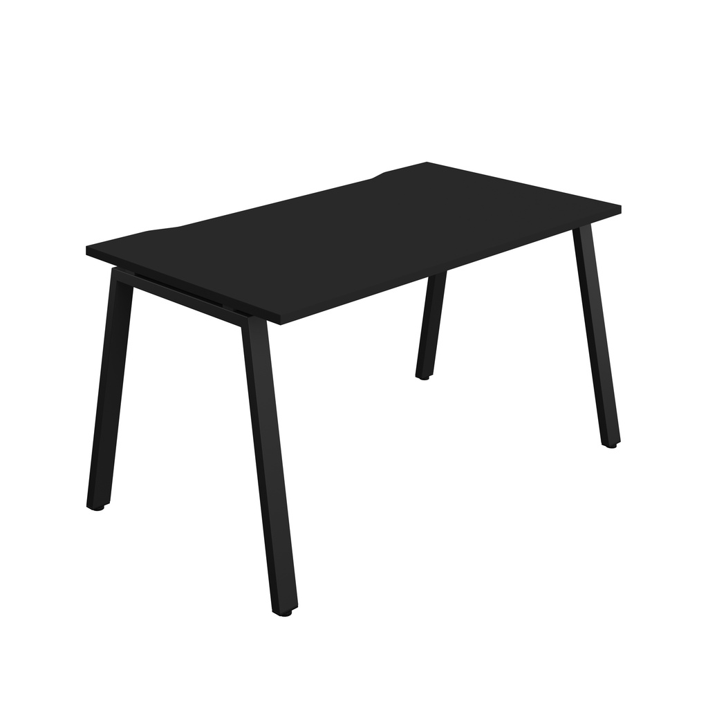 Synergy|1P Bench Desk|Cut Out|A-Frame|1400X800|Black-Black