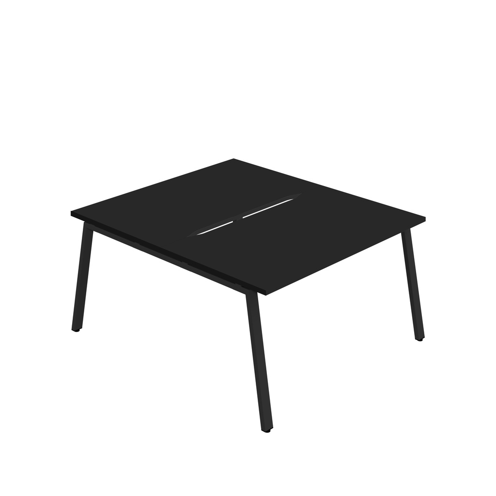 Synergy|2P Bench Desk|Cut Out|A-Frame|1400X800|Black-Black