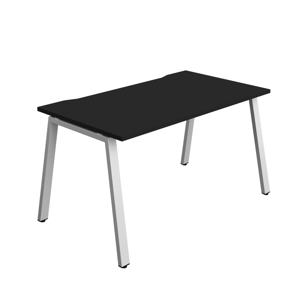 Synergy|1P Bench Desk|Cut Out|A-Frame|1400X800|Black-Silver