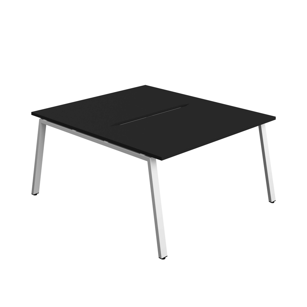 Synergy Bench With Cut Out: 2 Person (Fsc) | A-Frame Leg | 1400 X 800 | Black/White