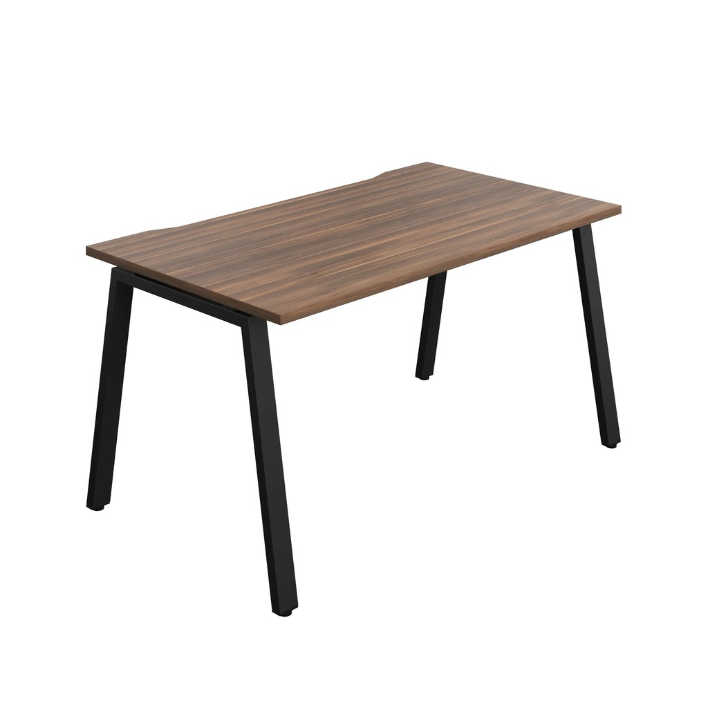 Synergy Bench With Cut Out: 1 Person (Fsc) | A-Frame Leg | 1400 X 800 | Dark Walnut/Black