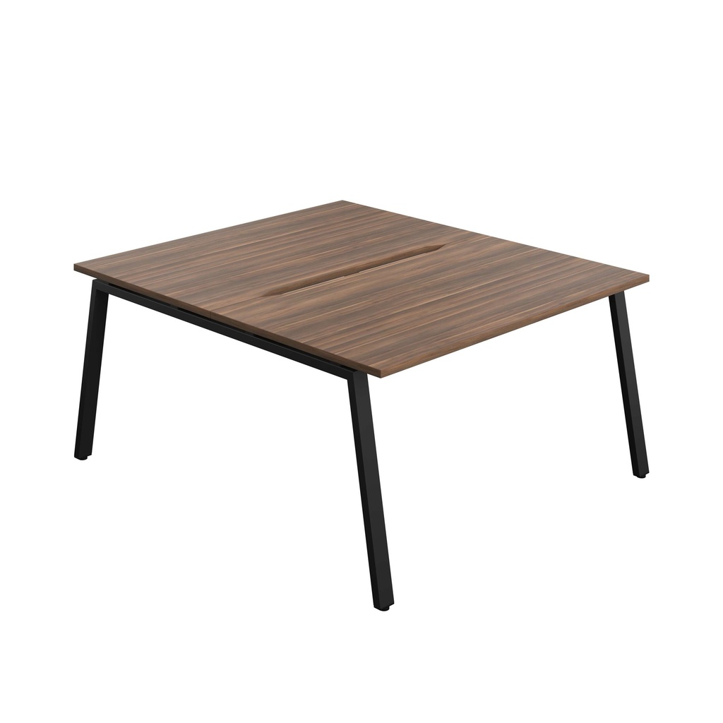 Synergy Bench With Cut Out: 2 Person (Fsc) | A-Frame Leg | 1400 X 800 | Dark Walnut/Black