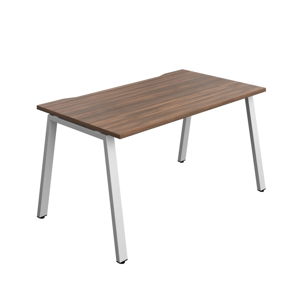 Synergy Bench With Cut Out: 1 Person (Fsc) | A-Frame Leg | 1400 X 800 | Dark Walnut/Silver