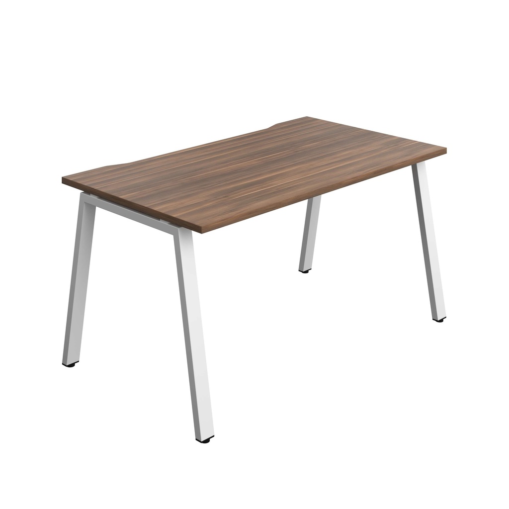 Synergy Bench With Cut Out: 1 Person (Fsc) | A-Frame Leg | 1400 X 800 | Dark Walnut/White