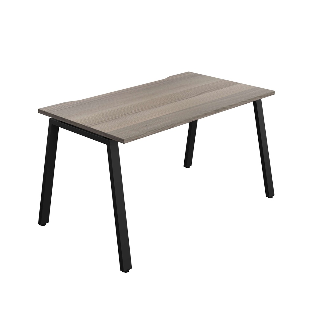 Synergy Bench With Cut Out: 1 Person (Fsc) | A-Frame Leg | 1400 X 800 | Grey Oak/Black