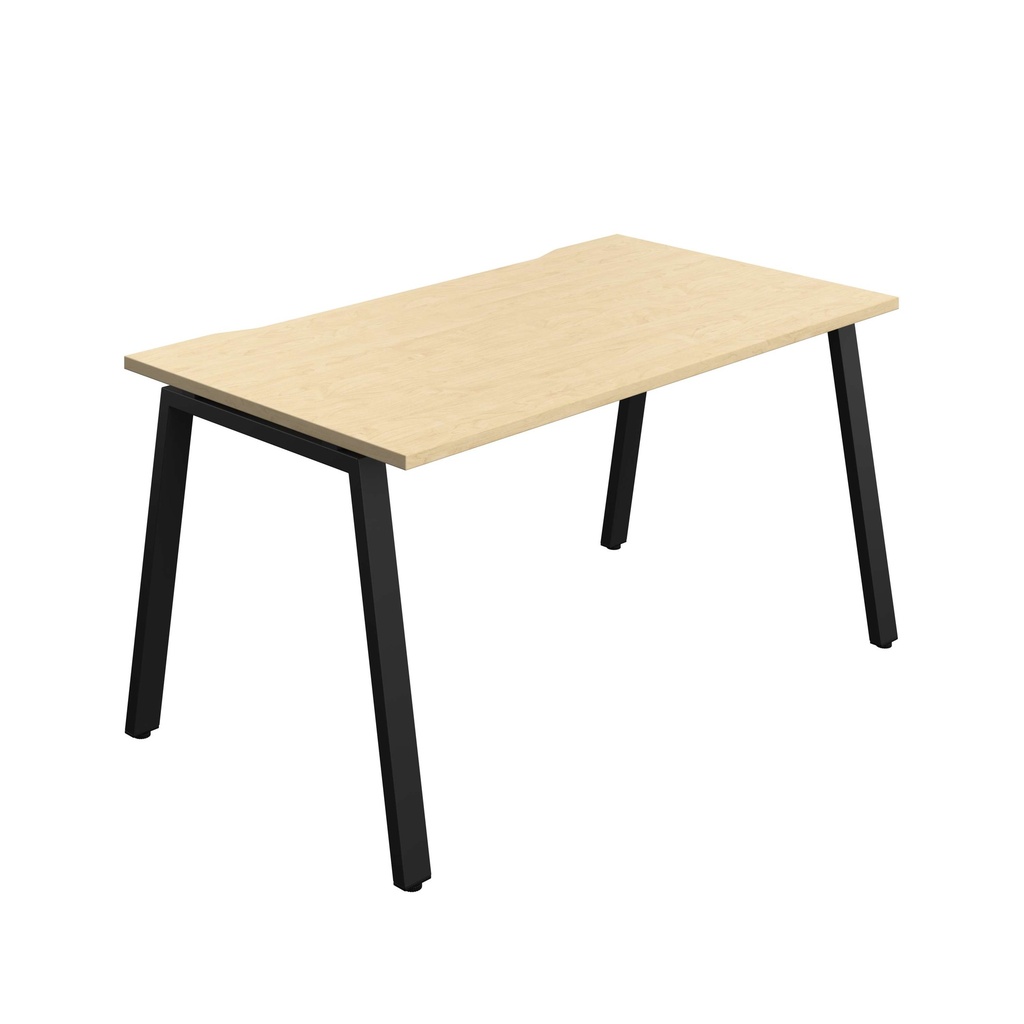 Synergy Bench With Cut Out: 1 Person (Fsc) | A-Frame Leg | 1400 X 800 | Maple/Black