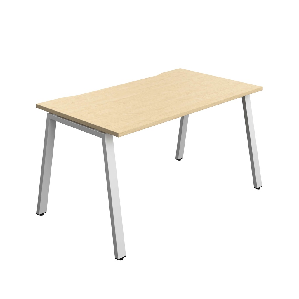Synergy Bench With Cut Out: 1 Person (Fsc) | A-Frame Leg | 1400 X 800 | Maple/Silver