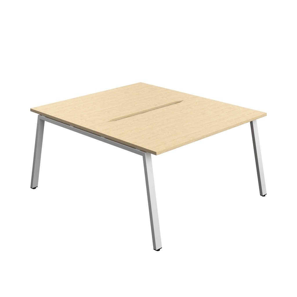 Synergy Bench With Cut Out: 2 Person (Fsc) | A-Frame Leg | 1400 X 800 | Maple/Silver