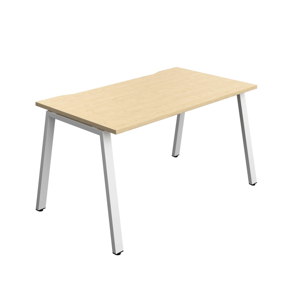 Synergy Bench With Cut Out: 1 Person (Fsc) | A-Frame Leg | 1400 X 800 | Maple/White