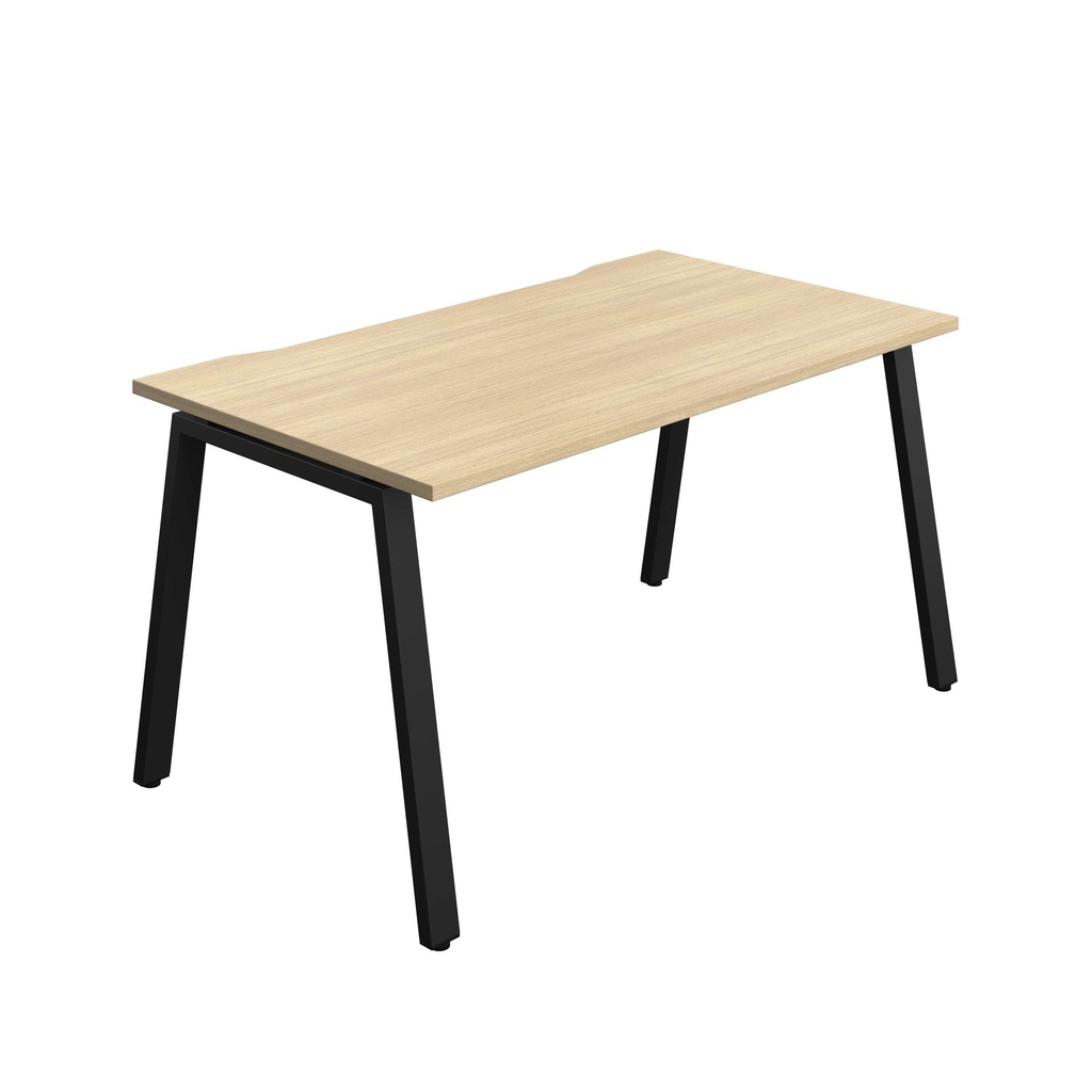 Synergy Bench With Cut Out: 1 Person (Fsc) | A-Frame Leg | 1400 X 800 | Nova Oak/Black