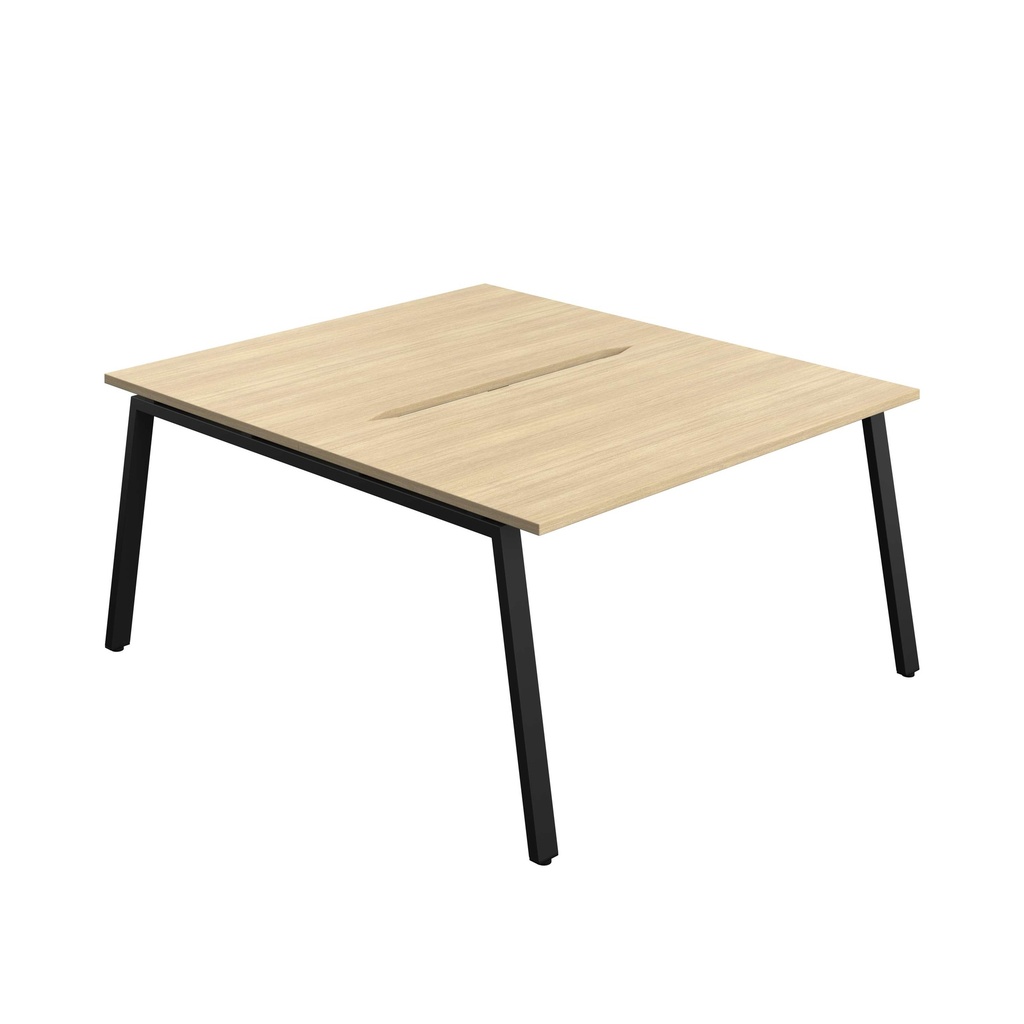 Synergy Bench With Cut Out: 2 Person (Fsc) | A-Frame Leg | 1400 X 800 | Nova Oak/Black