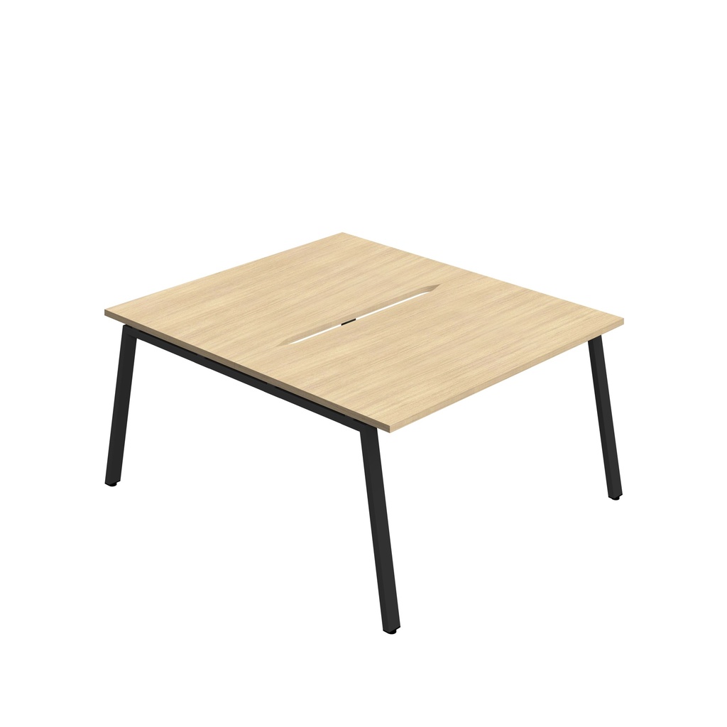 Synergy|2P Bench Desk|Cut Out|A-Frame|1400X800|Nova Oak-Black