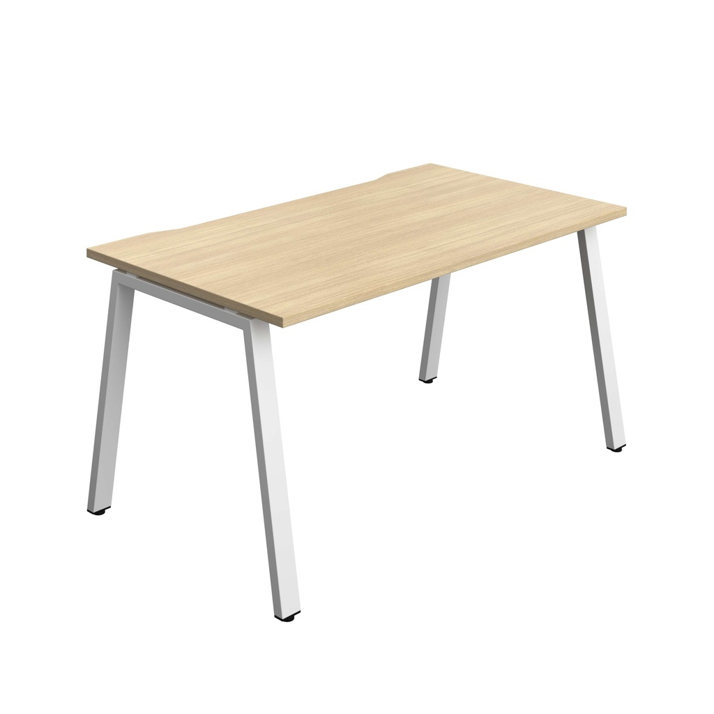 Synergy Bench With Cut Out: 1 Person (Fsc) | A-Frame Leg | 1400 X 800 | Nova Oak/White