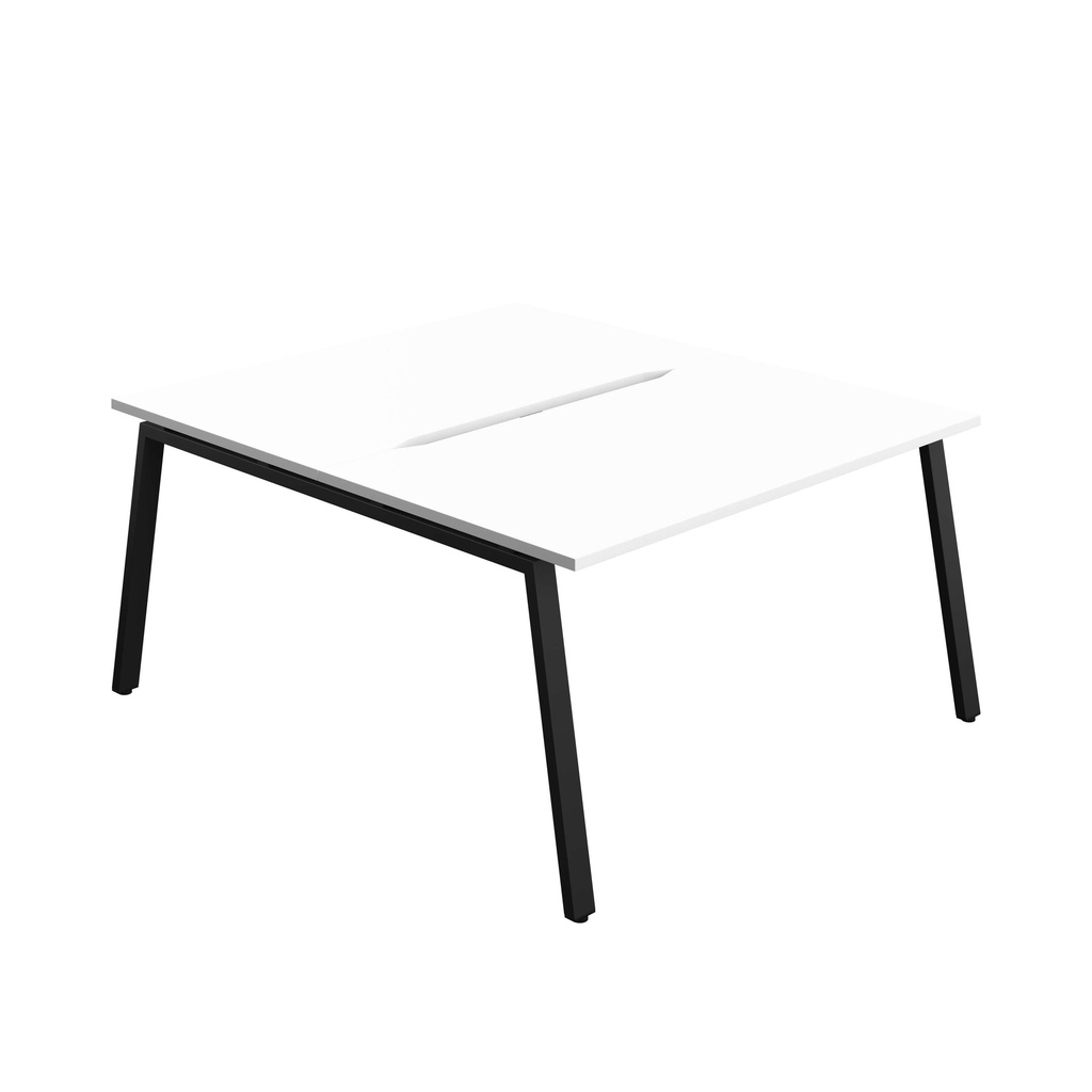 Synergy Bench With Cut Out: 2 Person (Fsc) | A-Frame Leg | 1400 X 800 | White/Black