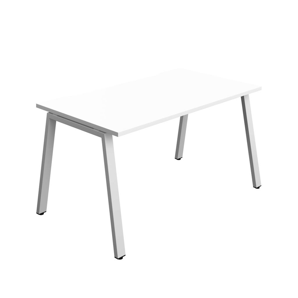 Synergy Bench With Cut Out: 1 Person (Fsc) | A-Frame Leg | 1400 X 800 | White/Silver
