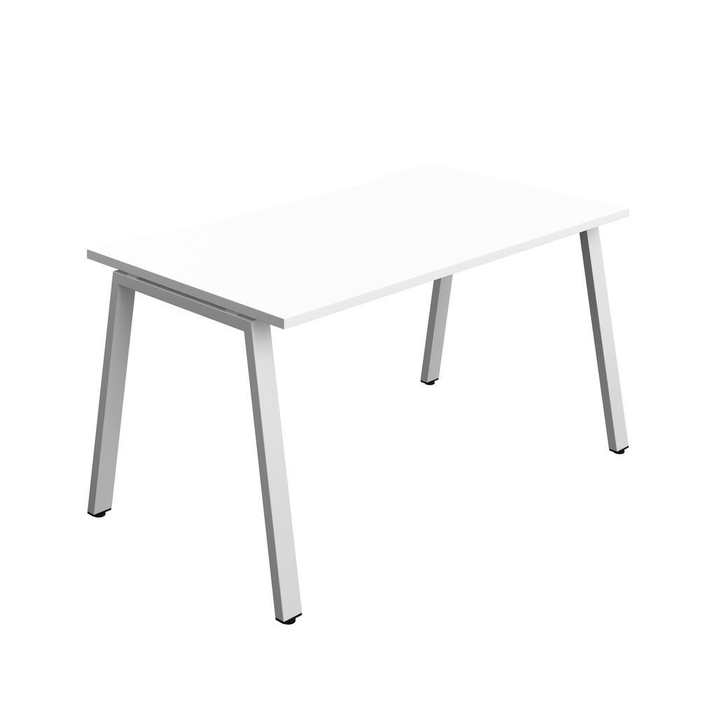Synergy|1P Bench Desk|Cut Out|A-Frame|1400X800|White-Silver