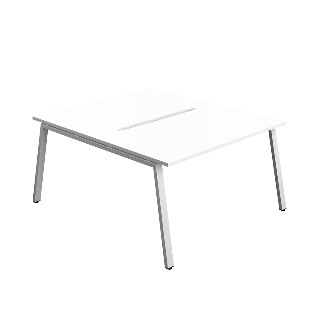 Synergy Bench With Cut Out: 2 Person (Fsc) | A-Frame Leg | 1400 X 800 | White/Silver