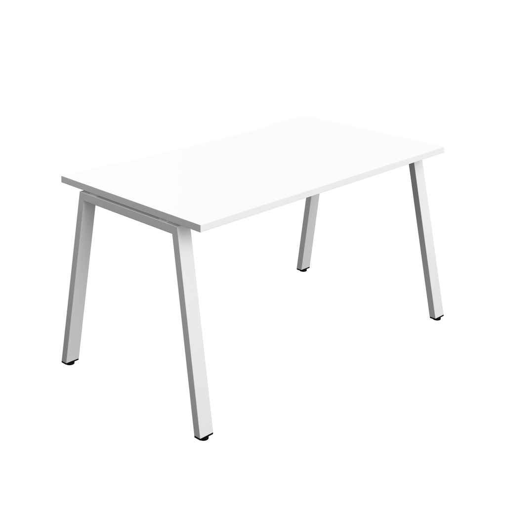 Synergy|1P Bench Desk|Cut Out|A-Frame|1400X800|White-White