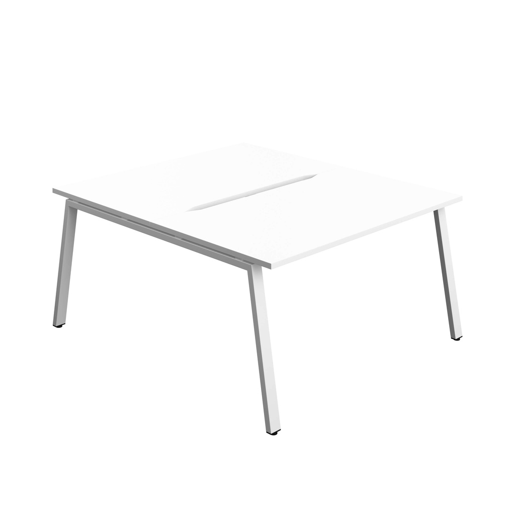 Synergy Bench With Cut Out: 2 Person (Fsc) | A-Frame Leg | 1400 X 800 | White/White